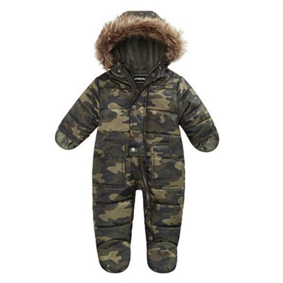 S Rothschild Hooded Parka Footed Pram With Faux-Fur Trim Boys Size 3-6 Months